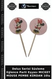 Delux Serisi Süsleme Eğlence Parti Eşyası MICKEY MOUSE PEMBE KÜRDAN 10lu