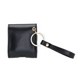 Apple AirPods 2.nesil Uyumlu Deri Kılıf Mai Snap Parlak Siyah