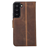 Samsung Galaxy S22 Uyumlu Deri Cüzdanlı Kılıf MWWN G2 Kahve