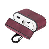 Casquet Apple AirPods 3.nesil Uyumlu Deri Kılıf Fuşya