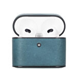 Casquet Apple AirPods 3.nesil Uyumlu Deri Kılıf AA32 Mavi