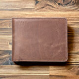 Deri Cüzdan, 6 Kart ve Bozuk Para Bölmeli, Karamel Kahve Deri