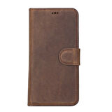 Apple iPhone 14 Pro Uyumlu Deri Cüzdanlı Kılıf MWWN G2 Kahve