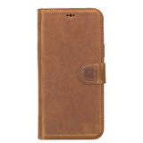 Apple iPhone 14 Plus Uyumlu Deri Cüzdanlı Kılıf MWWN G19 Taba