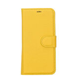 Apple iPhone 14 Pro Uyumlu Deri Cüzdanlı Kılıf MWWN FL12 Sarı