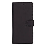 Samsung Galaxy S25 Ultra uyumlu, Hakiki Deri, El Yapımı, Cüzdanlı Kılıf, Mat Siyah