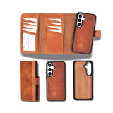 Samsung Galaxy S25 uyumlu, Hakiki Deri, El Yapımı, Cüzdanlı Kılıf, Gölgeli Kahve