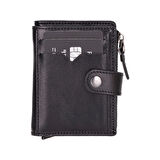Rodos Hakiki Deri, El Yapımı, Pop-Up Kartlık Cüzdan, Parlak Siyah