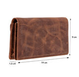 Aura Hakiki Deri, El Yapımı, Telefon Bölmeli, Kadın Cüzdanı, Antik Kahve