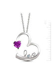 925 Ayar Ametist 'Kalbim Seninle' Pırlanta Kolye (GPK0012)