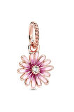 Gümüş Pembe Papatya Sallantılı Charm