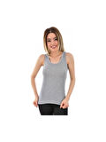 Tutku 0136 (6-NO-3XL) 1 ADET Kadın Ribana %100 Pamuk GENİŞ Askılı Atlet GRİ