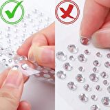 Taş Sticker Yapışkanlı Saç, Yüz, Tırnak, Makyaj ve Süs Taşı Işıltılı Parlak Mavili Karışık Kalpler