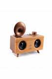 Antika Klasik Ahşap Bluetooth Hoparlör Fm Radyo Gramofon B6