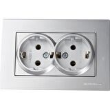 RİTA INOX İKİLİ TOP.PRİZ  (MEK+ÇERÇEVE) MUTLUSAN