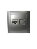 2RJ11 TELEFON PRİZİ METALİK GÜMÜŞ SIMON
