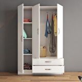 3 Kapılı İki Çekmeceli Geniş Gardrop Beyaz - GRD0501