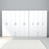 Nisa 10 Kapılı 4 Çekmeceli 16 Raflı Geniş Gardrop Beyaz - GRD1401