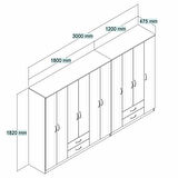 Nisa 10 Kapılı 4 Çekmeceli 16 Raflı Geniş Gardrop Çam - GRD1402