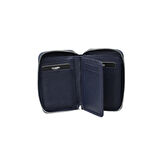 Guard Lacivert Hakiki Deri Fermuarlı Mini Cüzdan - GRD2407XT1844