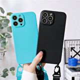 "New" Color Series - Iphone 11 Koyu Yeşil Askılı Telefon Kılıfı Seti - Silikon - Kamera Korumalı