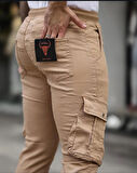 Erkek Slim Fit Full Likralı Bel ve Paça Lastikli Kargo Cep Pantolon