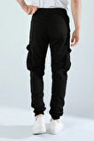 Erkek Slim Fit Full Likralı Bel ve Paça Lastikli Kargo Cep Pantolon