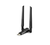 (GÜRDAMURTİCARET) Usb Wıfı Adaptor 2.4Ghz&5Ghz Aıc8800D Ax1800 Wifi6 Siyah UAX04 Uyumlu