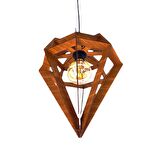 Diamond Prizma Doğal Ahşap Mdf 3d Lazer Kesim Rustik Salon Avize