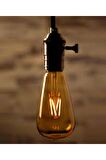 St64 Armut Modeli 4 Watt Flamanlı E27 Duy Rustik Led Ampul Amber Renk