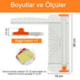 Giyotin kağıt kesici, güvenlik bıçaklı çift yönlü kesim, sağlam plastik yan cetvel çok amaçlı, ofis