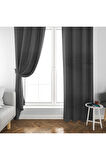 Keten Gri Antrasit Kalın Güneşlik Blackout Kararma Fon Perde Düz Dikim