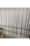 Paris Gri Gümüş Ara Bantlı Yeni Tasarım 2Kat Pileli Tül Perde