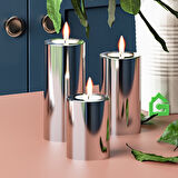 Garaj Home Parlak Yüzey Mumluk Dekoratif Tealight Set-Chrome-