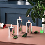 Garaj Home Parlak Yüzey Mumluk Dekoratif Tealight Set-Chrome-
