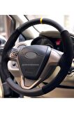 F.escort Marka Araç Için Alkantra-karbon Sarı Yüzüklü Direksiyon Kılıf