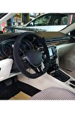 Vw Passat B8 Kasa Uyumlu Alcantara Direksiyon Kılıfı Dikmeli Noktalı Nubuk Siyah 2015 Ve Sonrası
