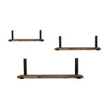 Endüstriyel Yaşam Masif Ahşap Kitap Rafları – 3'lü Set | Ceviz & Siyah Metal