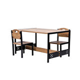 Çocuk Aktivite Etkinlik Masası -Çift Kişilik Çalışma Masası - MDF - Ceviz - Metal