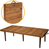 Katlanılabilir Kamp Masası - Piknik Masası - Massif Çam Ahşap - Ceviz - 50x100cm