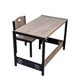  Çocuk Aktivite Oyun Masası - Çocuk Çalışma Masası - MDF Meşe - Metal
