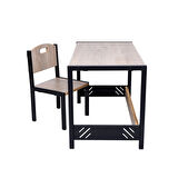  Çocuk Aktivite Oyun Masası - Çocuk Çalışma Masası - MDF Meşe - Metal