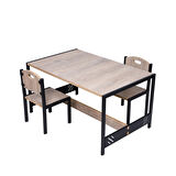 Çocuk Aktivite Oyun Masası - Çift Kişilik Çocuk Masası - MDF - Meşe - Metal