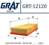 Grat 12120 Hava Filtresi Yamuk P306 1.8 16V 2.0-Xsara 1.8 16V 2.1 1444.F7