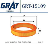Grat 15109 Hava Filtresi-278x221x62 Volkswagen Caddy 96-03 Golf 96-98 Polo 95-00 Polo CLS 96-01 32129620
