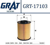 Grat 17103 Hava Filtresi Yuvarlak Focus C-Max 1.6T DCI 04-Volvo S40-V50-C30-V40 08-4-Cyl-Bnz+Dsl AV619601AE