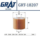 Grat 18207 Yağ Filtresi Corolla 10-12 1.4 D4D Dizel-Auris 10-12 1.4 D4D Dizel-Urban-Cruiser 13-1.4 D4D Dizel 415231110