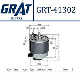 Grat 41302 Mazot Filtresi Acık Tip Süngerli Nissan Qashqai 07-11 1.5 DCI Koleos 2.0 DCI 4x3 16400JD52C