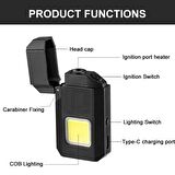 GS-4000 Su Geçirmez COB LED Type-C Şarjlı Elektrikli Çakmak Cep Işığı