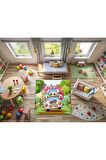 Çocuk Halısı LABUBU figürlü kaymaz taban dijital baskı 120x120 cm antiallerjik
